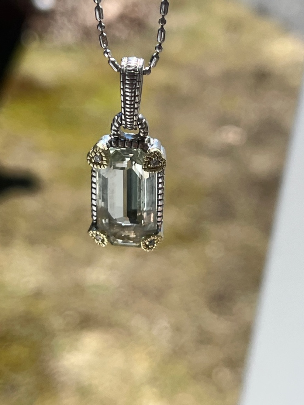 Judith Ripka JR TWO sterling silver and 18k gold and canary crystal pendant - Picture 3 of 14
